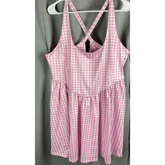 2 pc Womens XXL Pink Houndstooth Two-Piece Athletic Golf Tennis Dress & Shorts - Picture 2 of 16